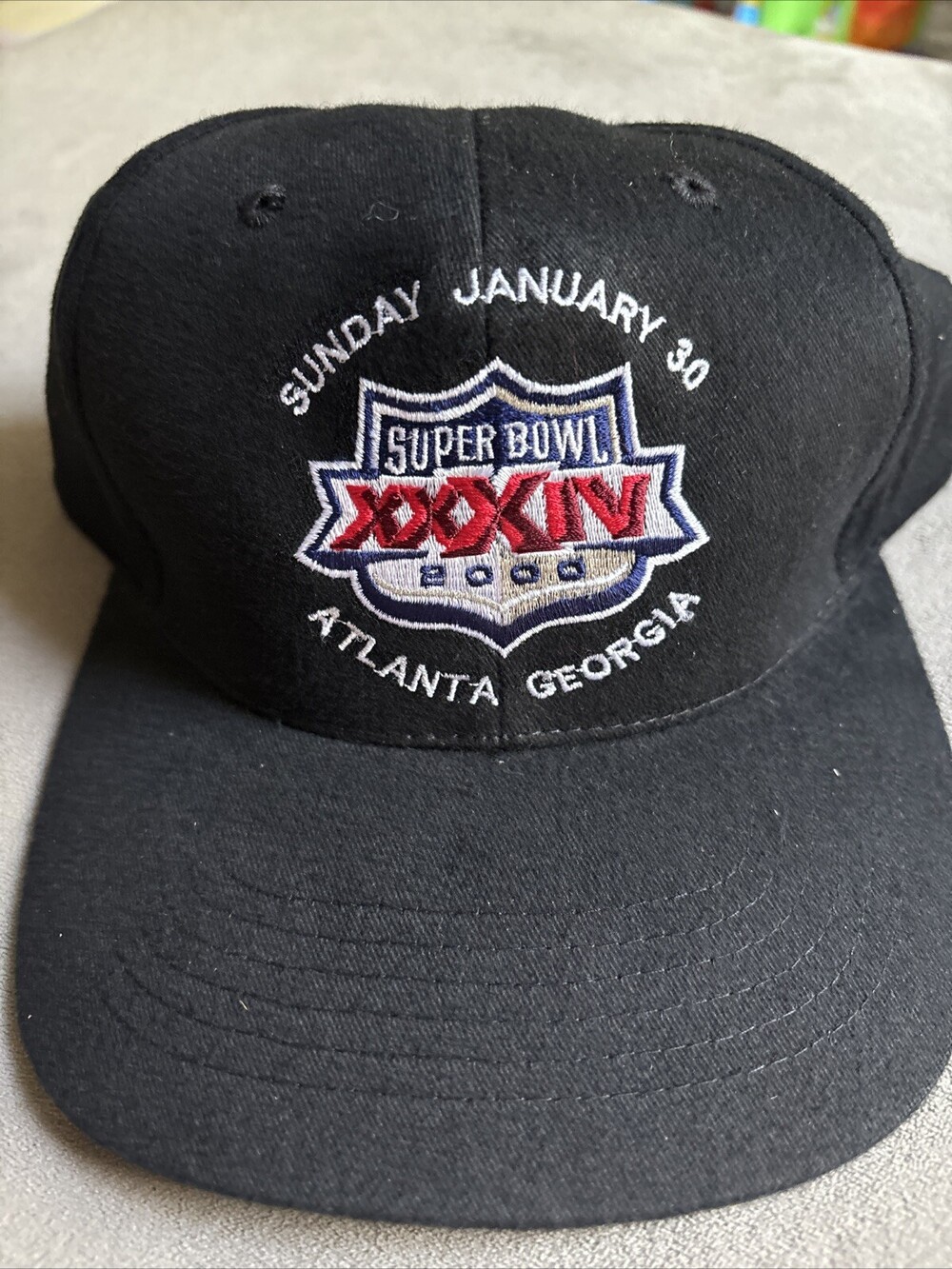 NFL Super Bowl Hat XXXIV 2000 Atlanta Georgia Vintage Snapback Cap Black Hat